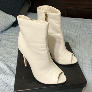 AKIRA White Peep-Toe Bootie